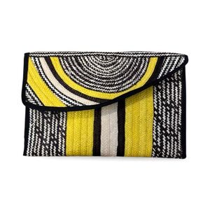 Straw bohemian Yellow and Black Clutch
